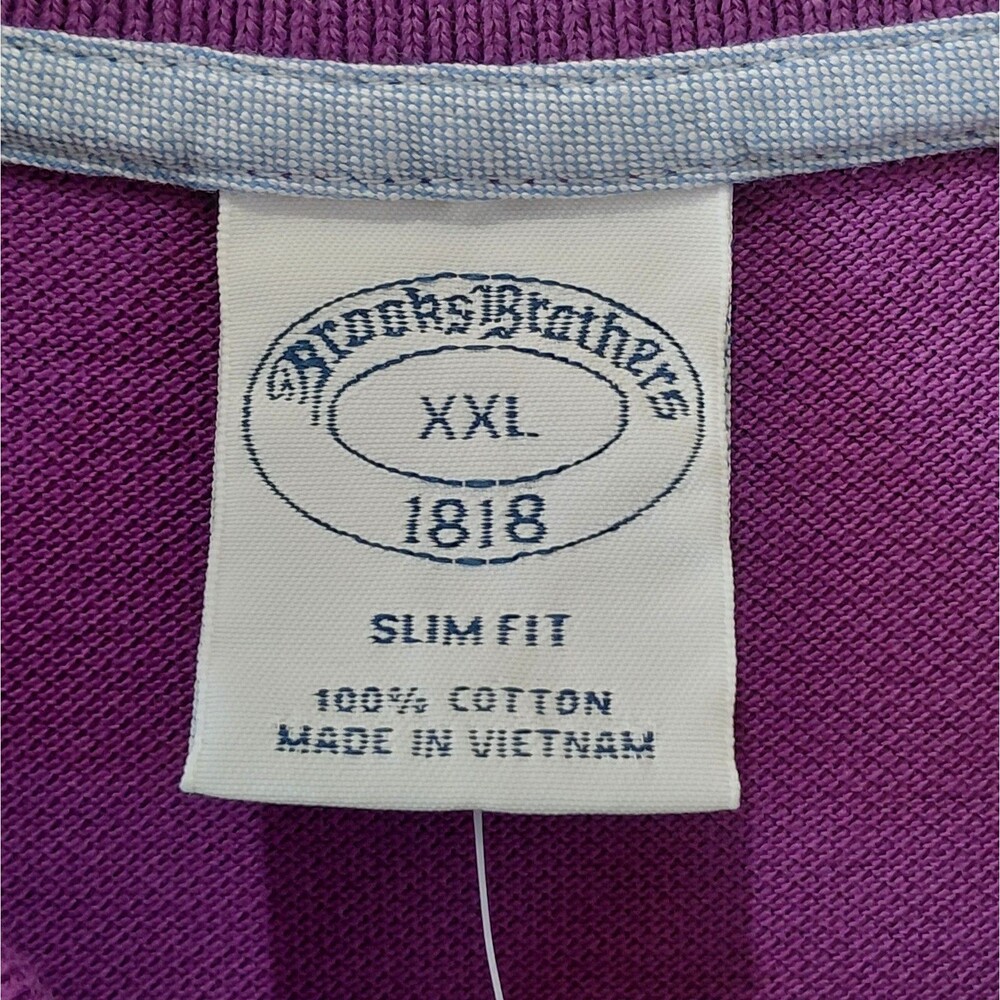 Brooks Brothers 1818 Cotton Knit Slim Fit Polo Shirt Men's XXL Purple Logo NEW! - Picture 6 of 8